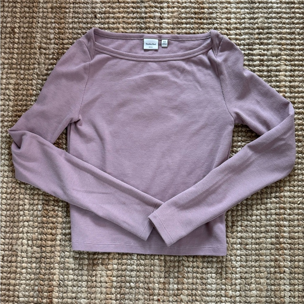 Aritzia /Sunday Best Boat Neck Waffle Top